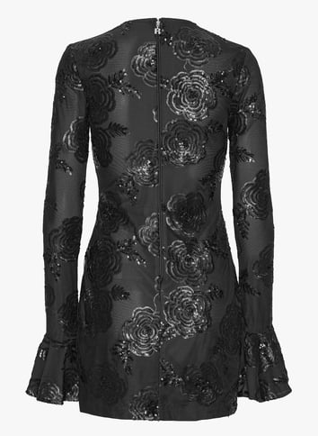 Short sequined round-neck dress ROTATE Black